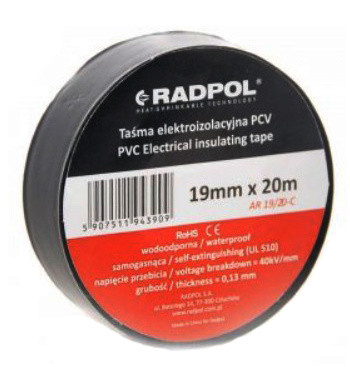 ПВХ ізолента Radpol AR 19/20 чорна 20м