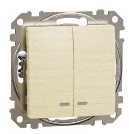 Двоклавішний вимикач Schneider Electric Sedna Design & Elements з підсвіткою береза SDD180105L