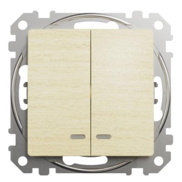 Двоклавішний вимикач Schneider Electric Sedna Design & Elements з підсвіткою береза SDD180105L - фото №1
