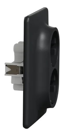 Двойная розетка Schneider Electric Sedna Design с заземлением и шторками черная SDD314221 - фото №1