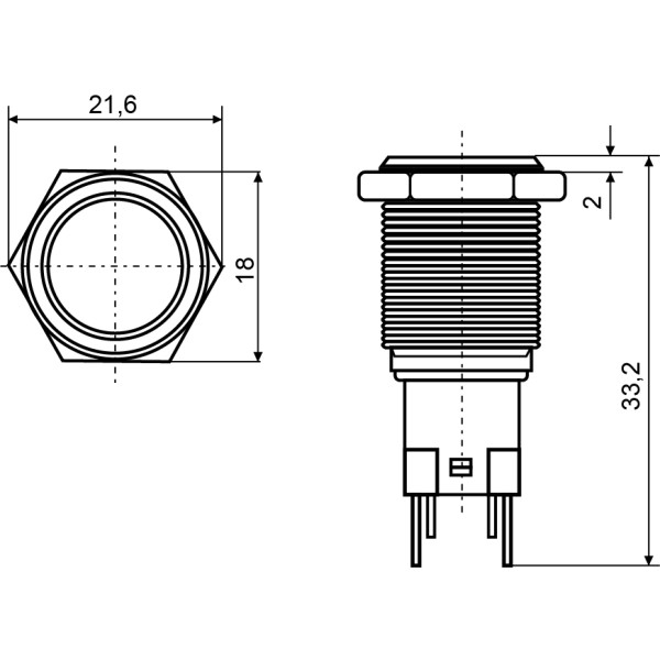 Кнопка Аско-Укрем TYJ 16-261 1NO+1NC 220В з підсвічуванням червона (A0140010092) - фото №4