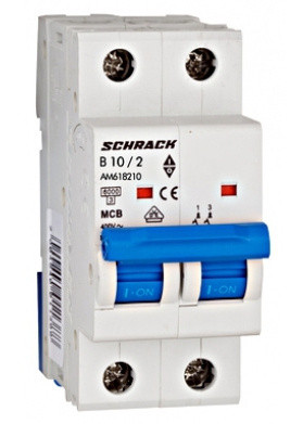 Автоматичний вимикач 10А 2P 6ка х-ка B, Schrack