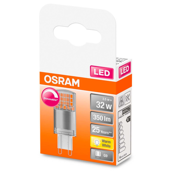 Диммируемая лампа Osram LED PIN32 DIM CL 3,5W/827 230V G9 (4058075431874) - фото №1
