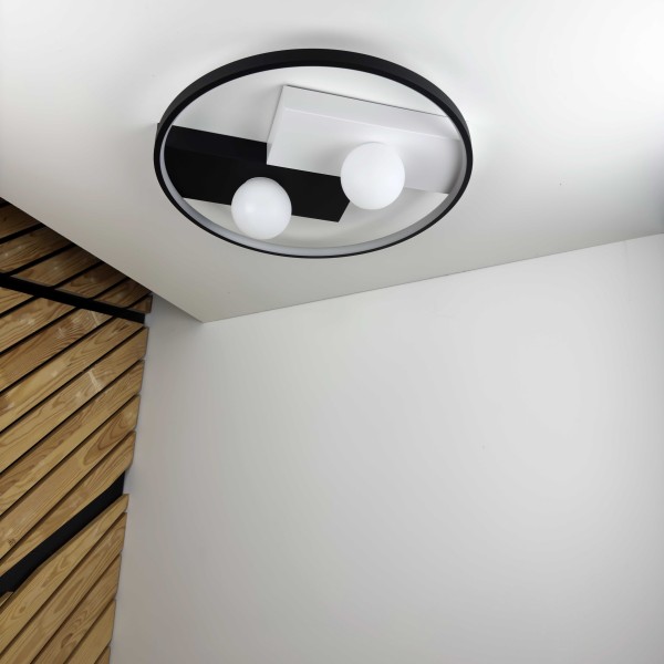 Светильник LED smart PICASSO-R+пульт 80W 3000-5000K IP20 круг бело-черный Violux ( 220615 )