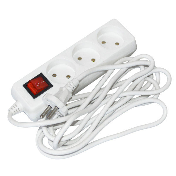 Подовжувач UEC STANDART П03В 3 місця 2Р/3м. 2х0.75 10А/250 з вимикачем