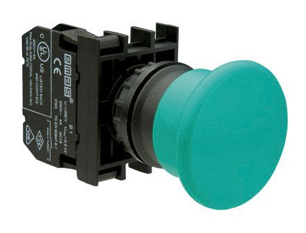 Кнопка «грибок» EMAS B100MY без фиксации (1НО) зеленая