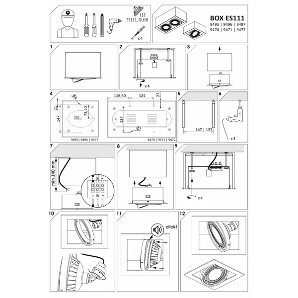 Точечный светильник Nowodvorski 9495 Box GU10, ES111 1x15W IP20 Черный - фото №2