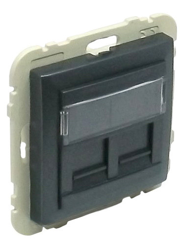 Двойная компьютерная розетка Logus 21975 TIS RJ45 (Cat.5e) (серый)