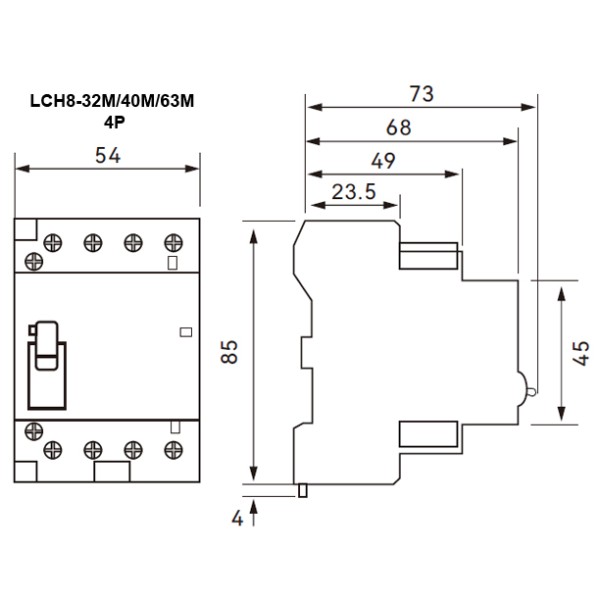 Модульный контактор с ручным управлением TOSUNlux LCH8-63M 4NO 4P 63A (6931934210965) - фото №1