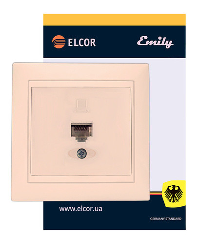Комп'ютерна розетка Elcor Emily 9215 (211583) RJ45 Cat5e 125 МГц неекранована (кремовий) - фото №1