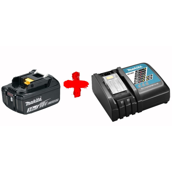 Набір акумуляторів Makita 191A24-4 Li-ion BL1830B із швидкозарядним пристроєм Makita DC18RC - фото №1