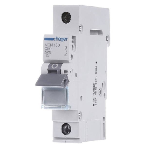 Автоматичний вимикач Hager MCN150 6кА C 50A 1P