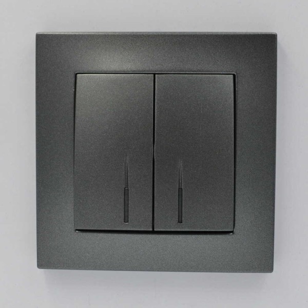 Вимикач ELBI ZENA Silverline чорний металік 2кл з підсвіткою без рамки (609-011100-203) - фото №3