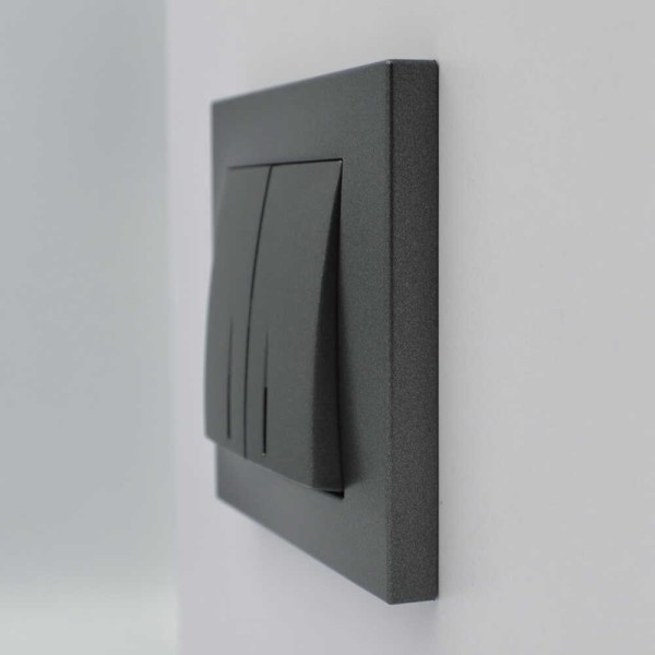 Вимикач ELBI ZENA Silverline чорний металік 2кл з підсвіткою без рамки (609-011100-203) - фото №4