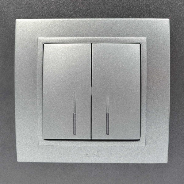 Вимикач ELBI ZENA Silverline чорний металік 2кл з підсвіткою без рамки (609-011100-203) - фото №7