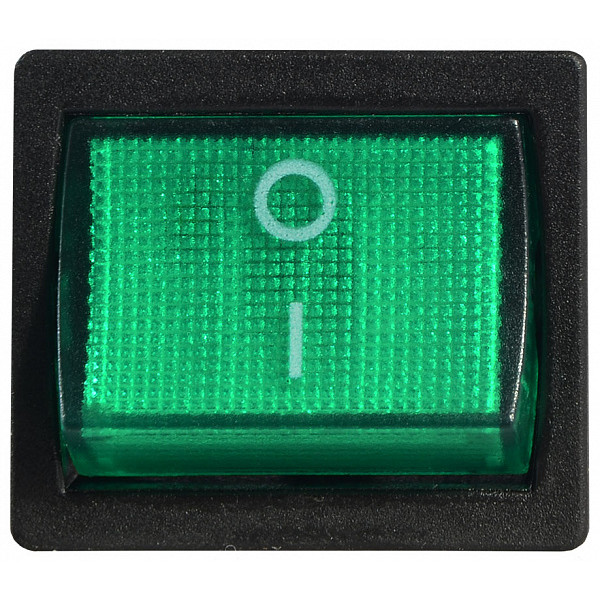 Переключатель Аско-Укрем KCD1-6-201N GR/B (0-I) с подсветкой зеленый (A0140040083) - фото №1