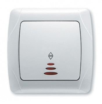 Вимикач 1-клавішний прохідний з підсвічуванням, білий Carmen
