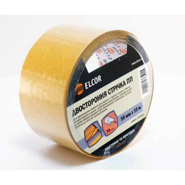 Двостороння стрічка Elcor 40206765 TRPP5010 на поліпропіленовій основі 50мм (10м) - фото №1