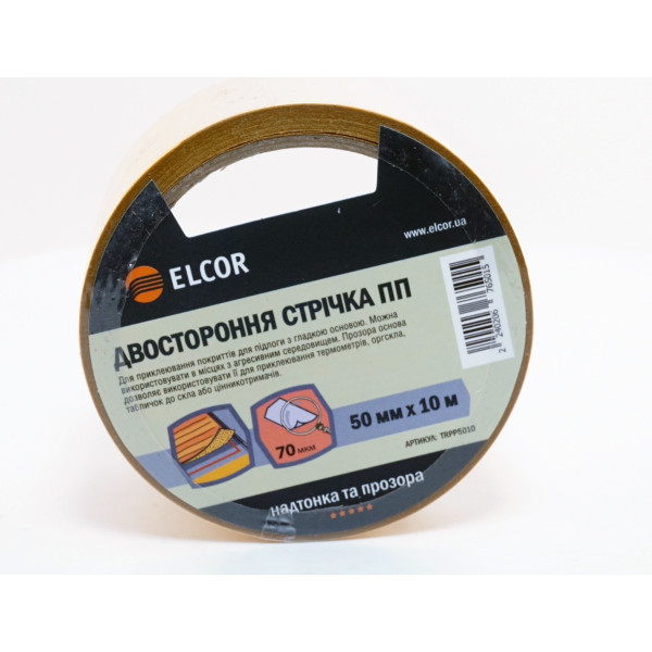 Двостороння стрічка Elcor 40206765 TRPP5010 на поліпропіленовій основі 50мм (10м) - фото №2