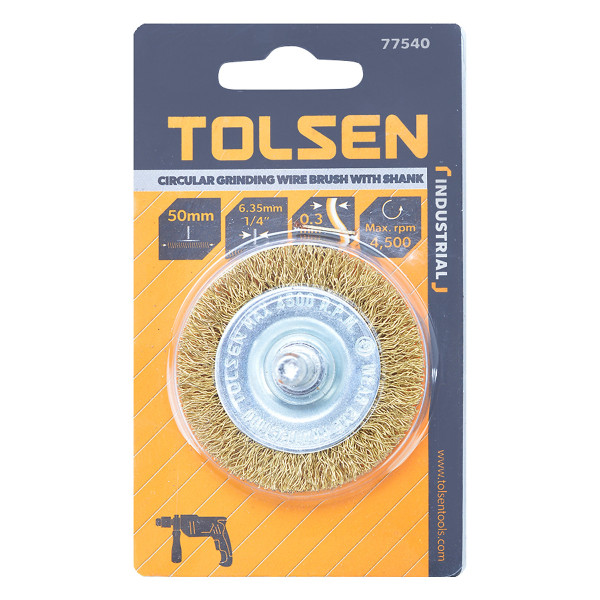 Дискова щітка Tolsen (77540) 50х6.4мм з гофрованого латунованого дроту 0.3мм - фото №4