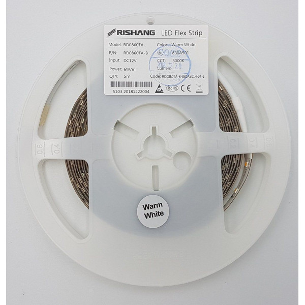 LED стрічка RISHANG 60-2835-12V-IP20 6W 535Lm 13000K 5м (RD0860TA-B-CW) - фото №5