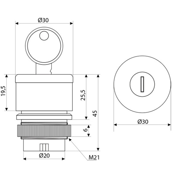 Аварійна кнопка Аско-Укрем XB2-ES74 Ø30мм з ключем (A0140050024) - фото №5