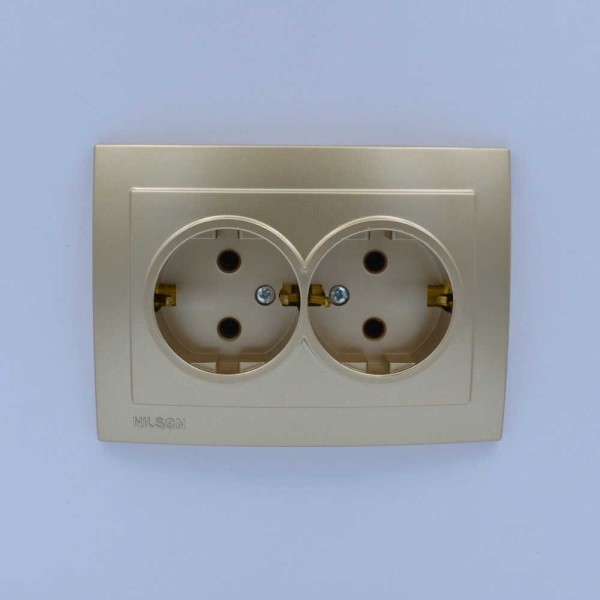 Розетка Nilson Touran золото 2-на з заземленням ( 24151025 ) - фото №1