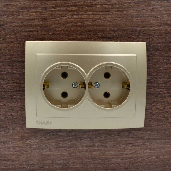 Розетка Nilson Touran золото 2-на з заземленням ( 24151025 ) - фото №3