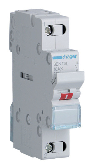 Выключатель нагрузки Hager SBN116 1P 16А/230В 1м - фото №1