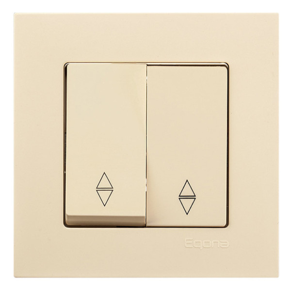 Перемикач прохідний 2-клавішний Gunsan Eqona крем