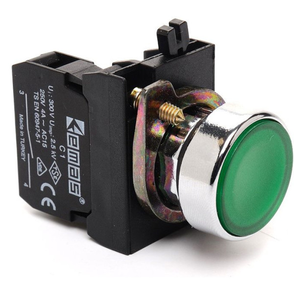 Нажимная кнопка EMAS CM100DY (1НО) зеленая