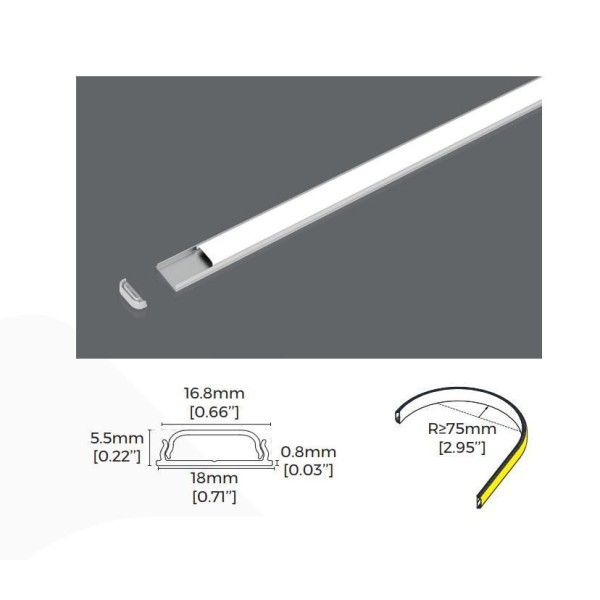 LED-профіль COLORS врізний, 2,5 метра (BS1805_2,5) - фото №1