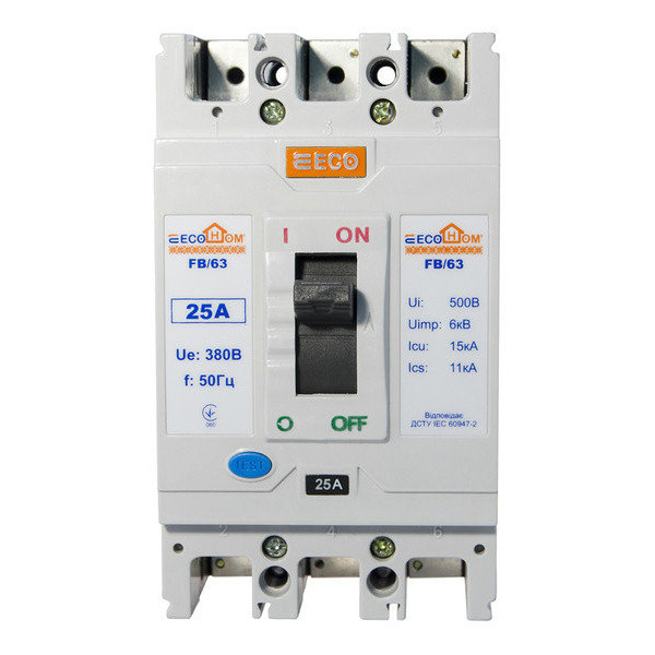 Автоматический выключатель ECOHOME ECO FB/63 3p 25A