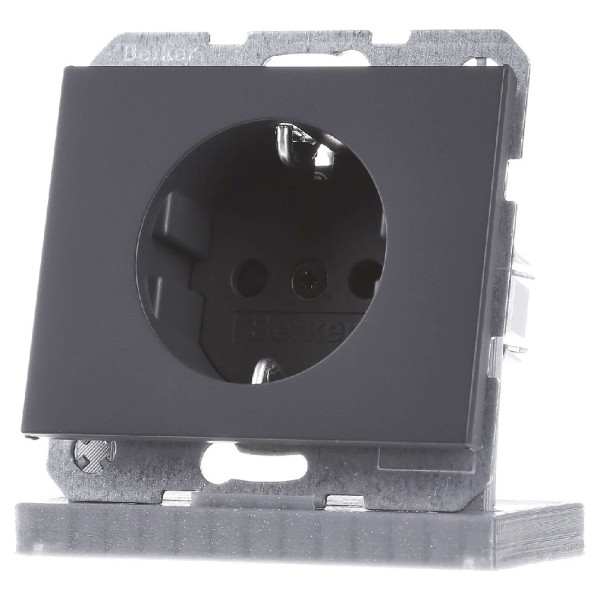 Розетка Berker K.1 47357006 із захистом контактів із заземленням (антрацит) - фото №1
