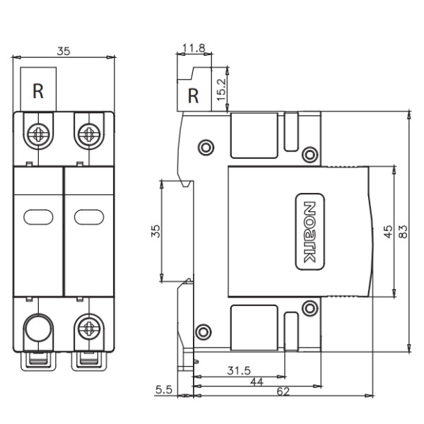 ПЗІП NOARK Ex9UE2 20 2 (C) 40кА 275В AC 1P+N (103349) - фото №1