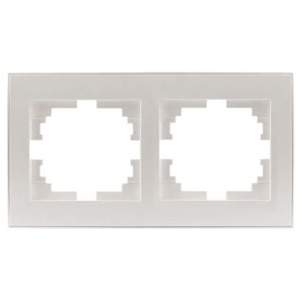 Подвійна горизонтальна рамка Lezard Rain (703-3030-147) з боковою вставкою (перлово-білий перламутр)