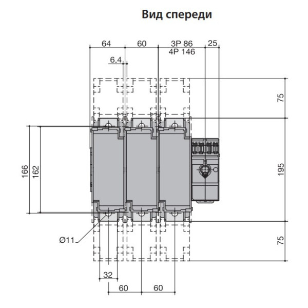 Роз'єднувач навантаження ETI 004661802 під запобіжники FLBS 250 3P («1-0» NH1 250A) - фото №3