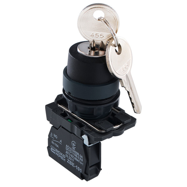 Кнопка поворотная 2-позиционная Аско-Укрем TB5-AG41 (0-I) с ключом (A0140010154)