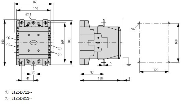 Контактор Schrack LTD41953 400В 2НР+2НЗ 90кВт розмір 4 котушка 230В AC - фото №2