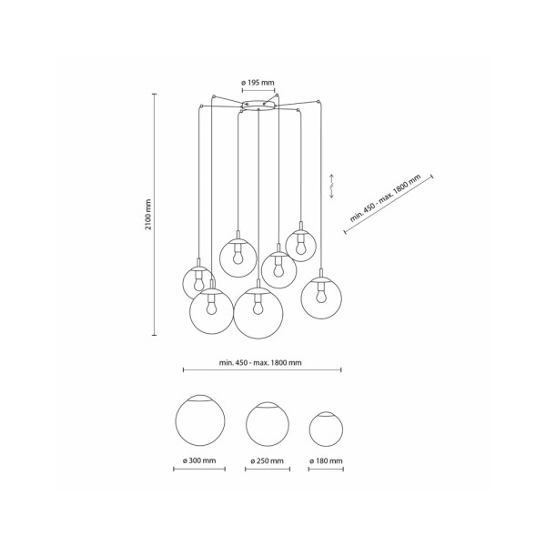 Підвісний світильник TK Lighting 4863 Esme E27 7x15W IP20 Bk - фото №4