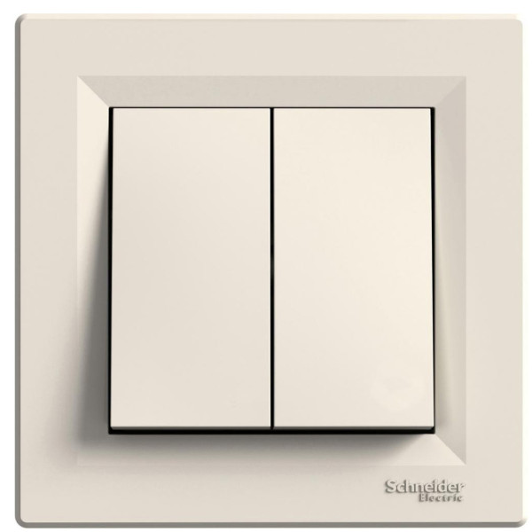 Вимикач 2-клавішний кремовий Asfora, EPH0300123