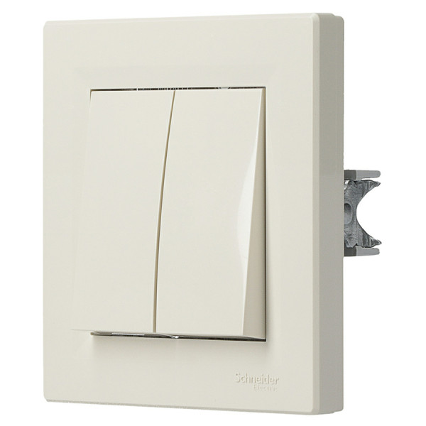 Вимикач 2-клавішний кремовий Asfora, EPH0300123 - фото №1