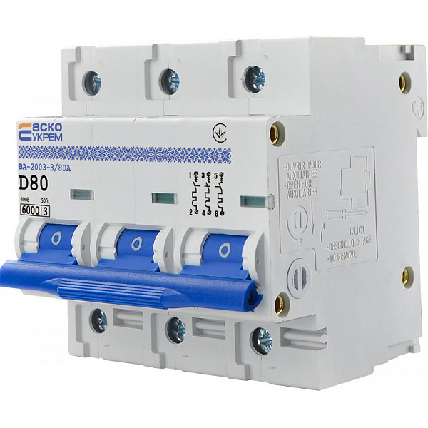 Автоматичний вимикач Аско-Укрем ВА-2003 3р 80А (A0010030003) - фото №3