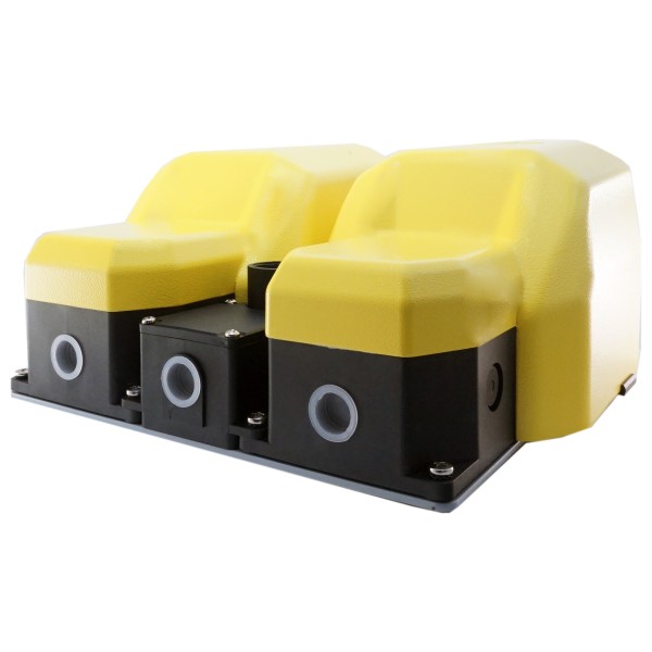 Двойная пластиковая педаль EMAS PDKA22BB10 в алюминиевом кожухе (1НО+1НЗ)+ (1НО+1НЗ) - фото №1