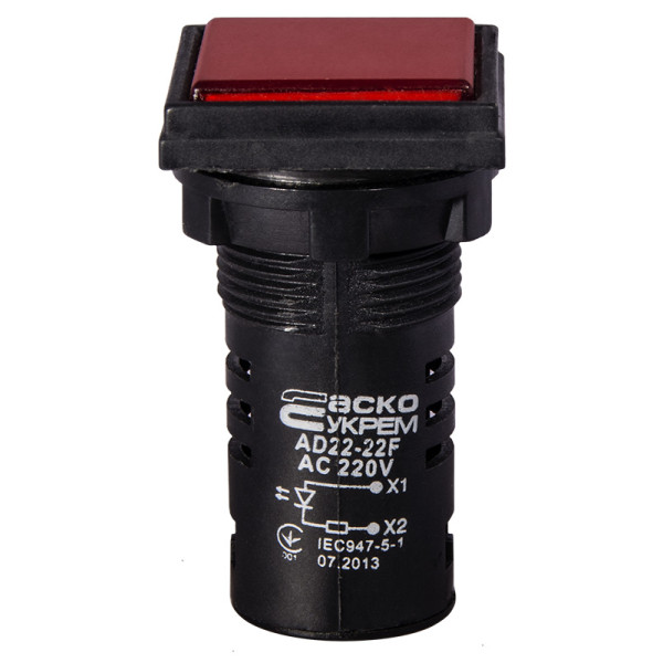 Сигнальна арматура Аско-Укрем AD22-22F 220В АС червона (A0140030157) - фото №1