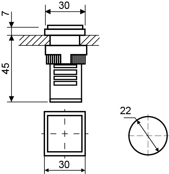 Сигнальна арматура Аско-Укрем AD22-22F 220В АС червона (A0140030157) - фото №3