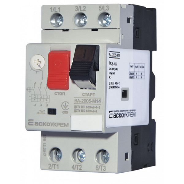 Автомат захисту двигуна Аско-Укрем ВА-2005 М14 6,0-10,0А (A0010050006) - фото №2