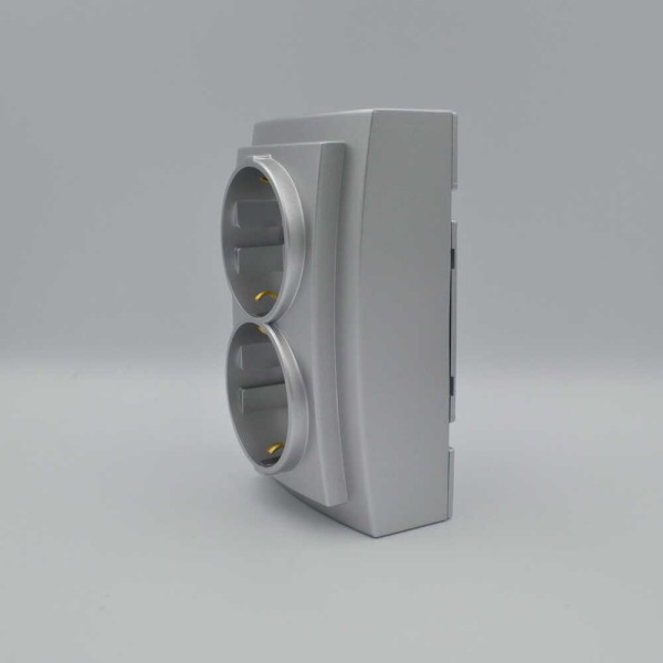 Розетка Nilson Themis срібло 2-на з заземленням (26131025) - фото №3