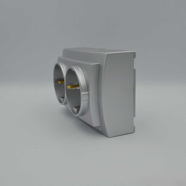 Розетка Nilson Themis срібло 2-на з заземленням (26131025) - фото №4