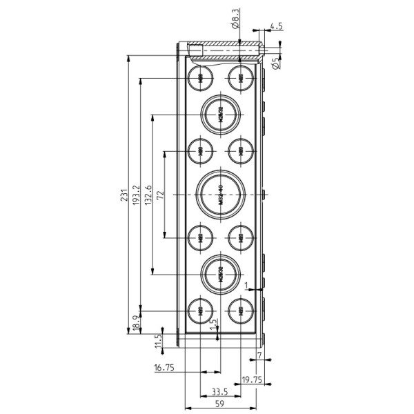 Вологозахищена клемна коробка Spelsberg PC 3625-11-tm (32хM20 6хM25/32 4хM32/40) (sp13701201) IP66 для вулиці - фото №1